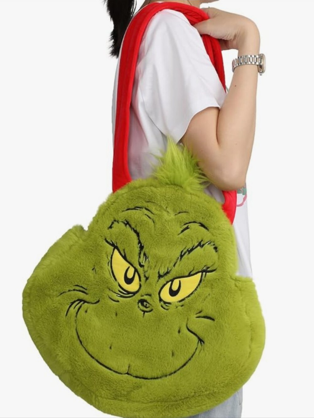 Grinch Bioworld 3D Plush Large Shoulder Bag with Red Strap